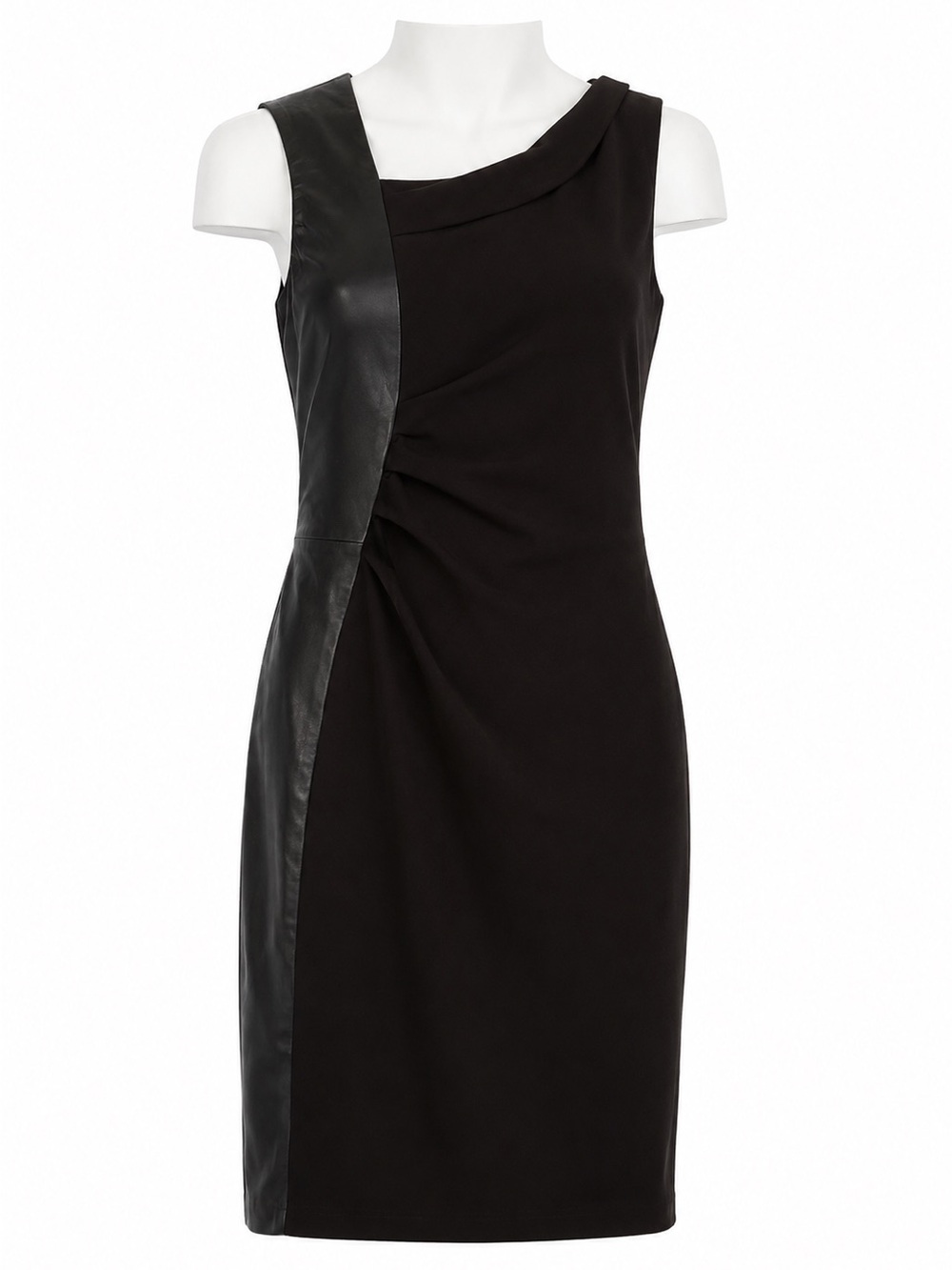 Size 10 Women’s Danier Black Asymmetrical Genuine Leather Panel Sheath Dress